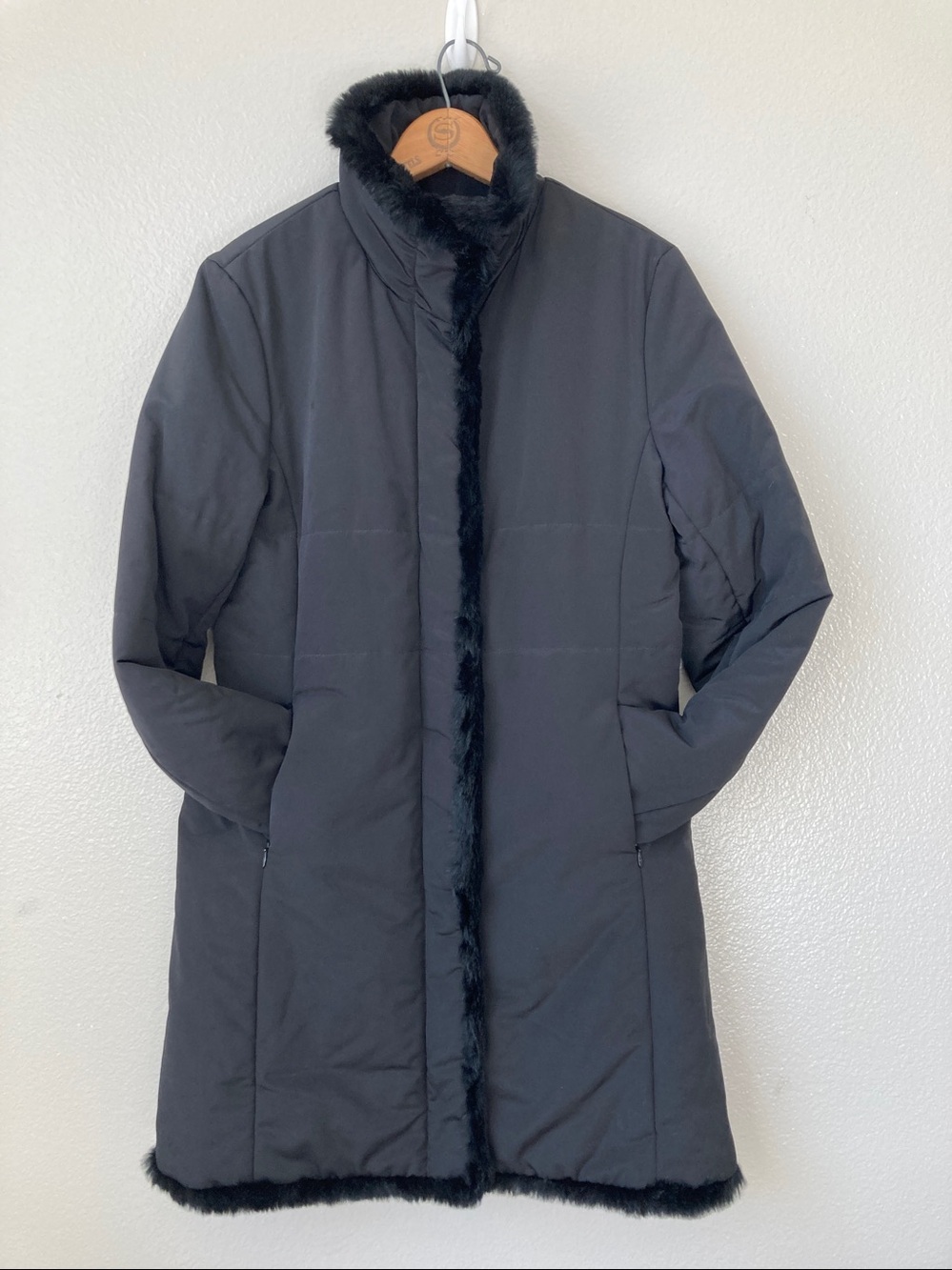Vintage 90s Y2k Marc New York Rabbit Fur trim Thermolite Plus  coat jacket M